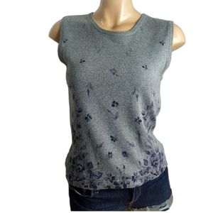 🍬Primary Colors gray & blue floral sweater Tank S